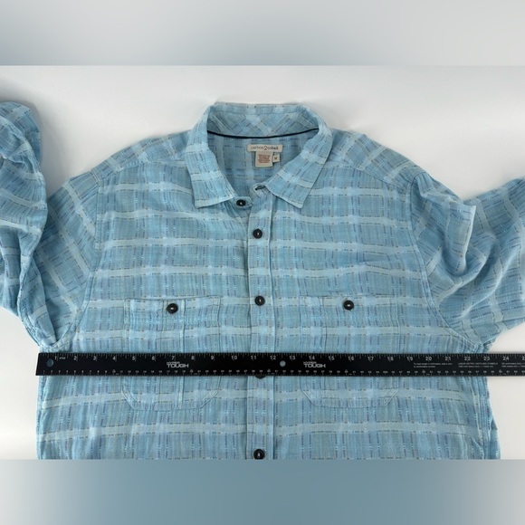 Carbon 2 Cobalt  Men’s Blue Sea‎ Change Chambray Patchwork Madras Gauze size M - Picture 11 of 14